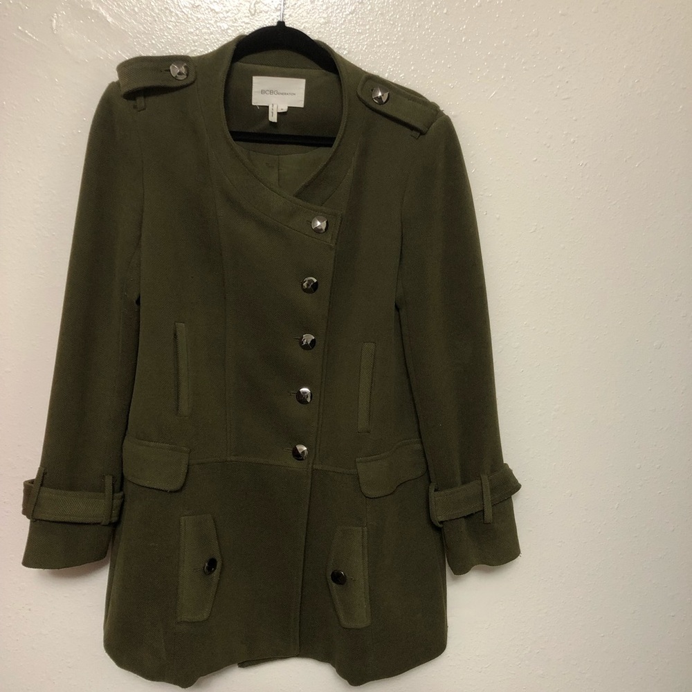 Bcbgeneration Military Style Olive Green Coat